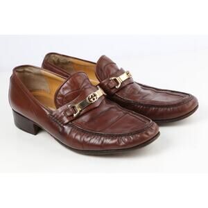 Vintage GUCCI Horsebit Brown Leather Loafers Oxfords Dress Shoes Size 42 M